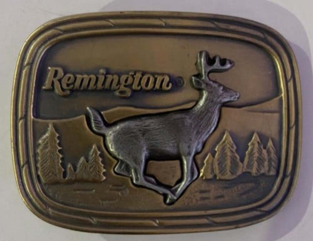 WF03154 *NOS* NICE VINTAGE 1979 ***REMINGTON*** FIREARM MANUFACTURER BELT BUCKLE